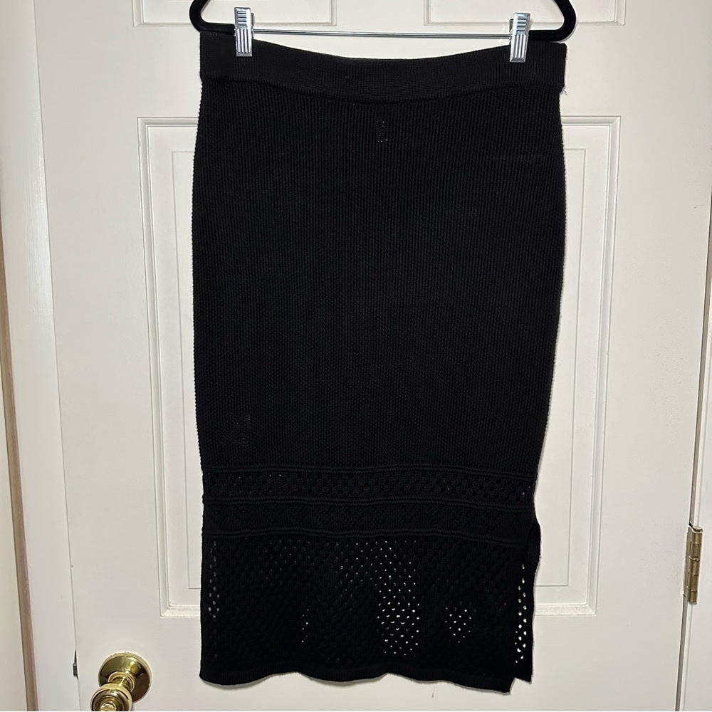 BCBG Generation | NWOT Black Crochet Midi Skirt with Side Slits